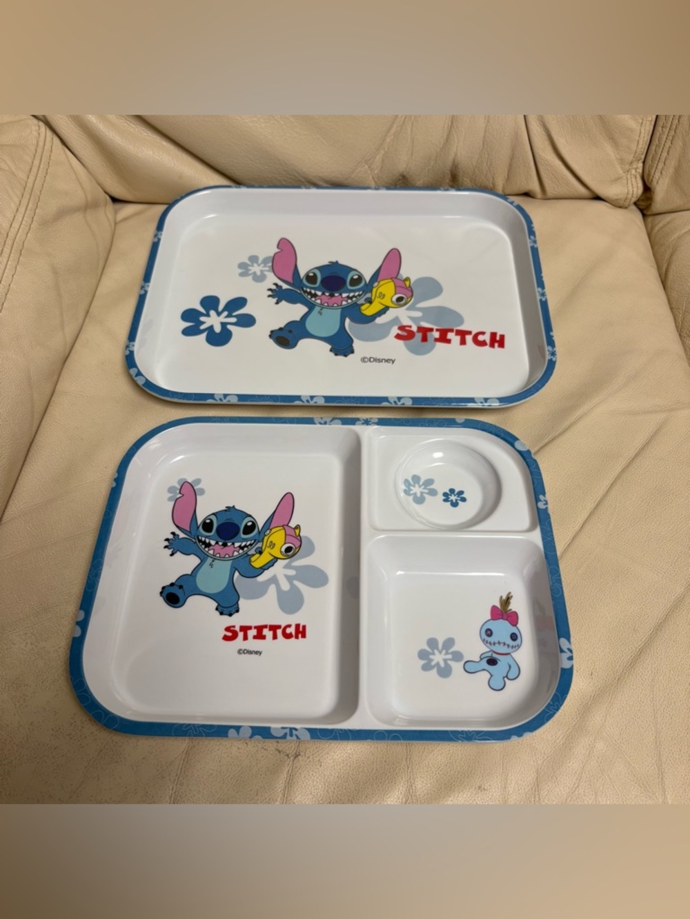 Set of 2 STITCH Melamine Plate and Tray Disney Japan